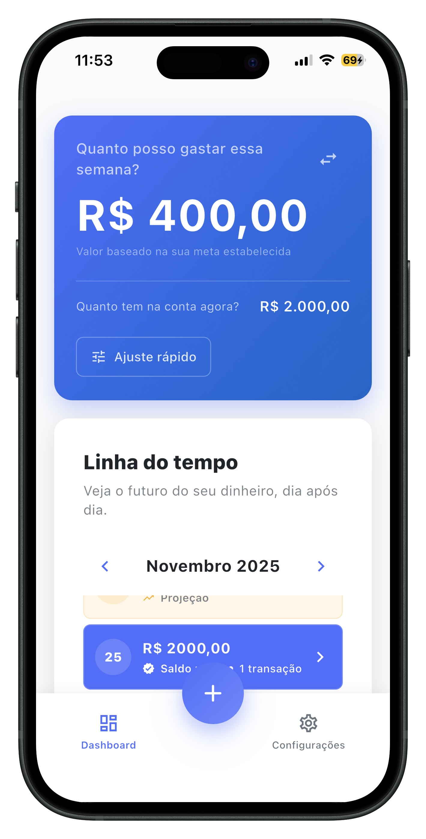 App Interface showing future balance